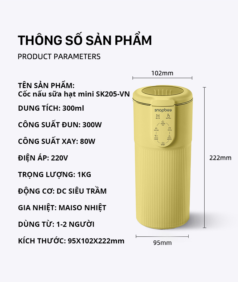 Máy Làm Sữa Hạt SnapBee - Máy Làm Sữa Hạt Mini SnapBee SK-205VN 17 máy nấu sữa hạt snapbee