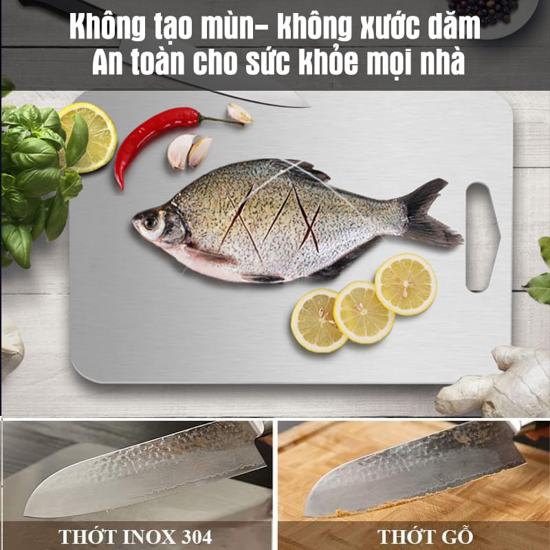 Thớt inox Âu Mỹ - AM-202VN 2 thớt inox 304