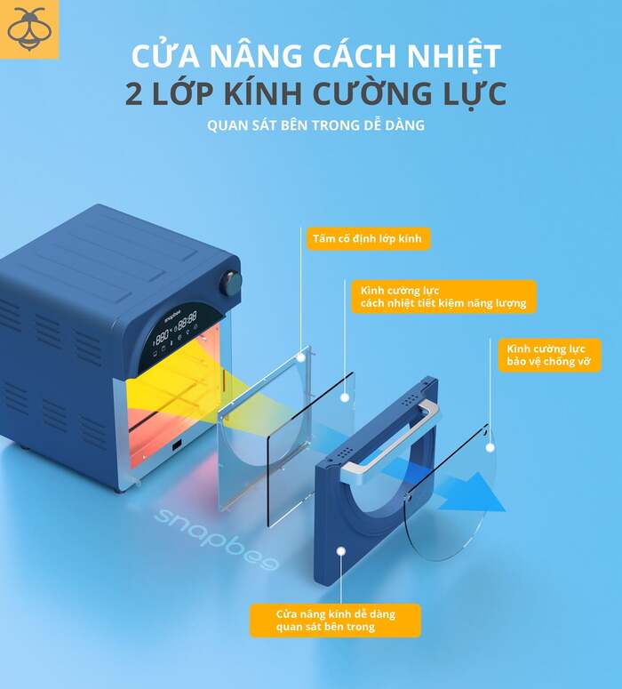 NỒI CHIÊN KHÔNG DẦU SNAPBEE QUEEN RF15 - DUNG TÍCH 15 LÍT - 16 CHỨC NĂNG 12 lo nuong snapbee 1-snapbee