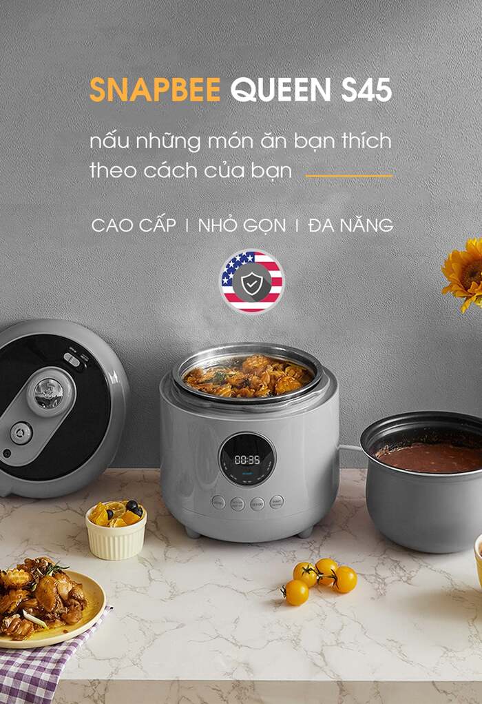 Nồi áp suất SnapBee Queen S45 - Kiêm Nấu Chậm 1 nồi áp suất snapbee queen