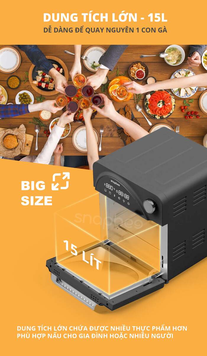 NỒI CHIÊN KHÔNG DẦU SNAPBEE QUEEN RF15 - DUNG TÍCH 15 LÍT - 16 CHỨC NĂNG 11 noi chien khong dau snapbe-snapbee