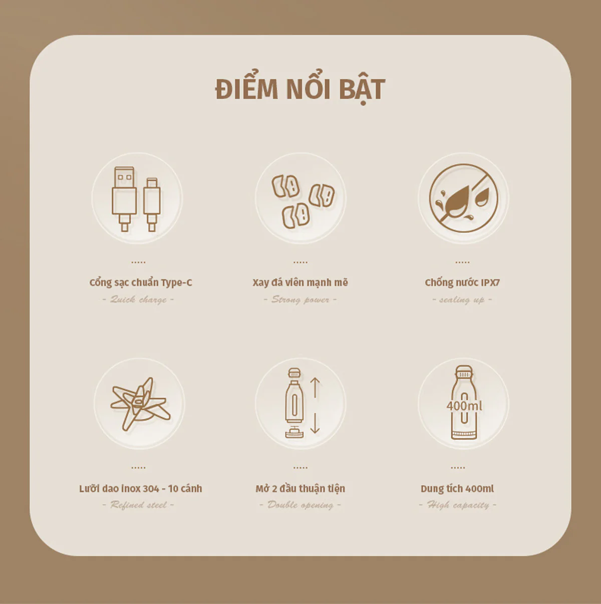 Máy Xay Snapbee PJ400 - Xay Được Đá Viên Nhỏ - Sạc Pin Cổng Type C 5 may xay snapbee4-snapbee